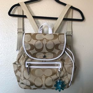 Tan coach classic signature drawstring backpack